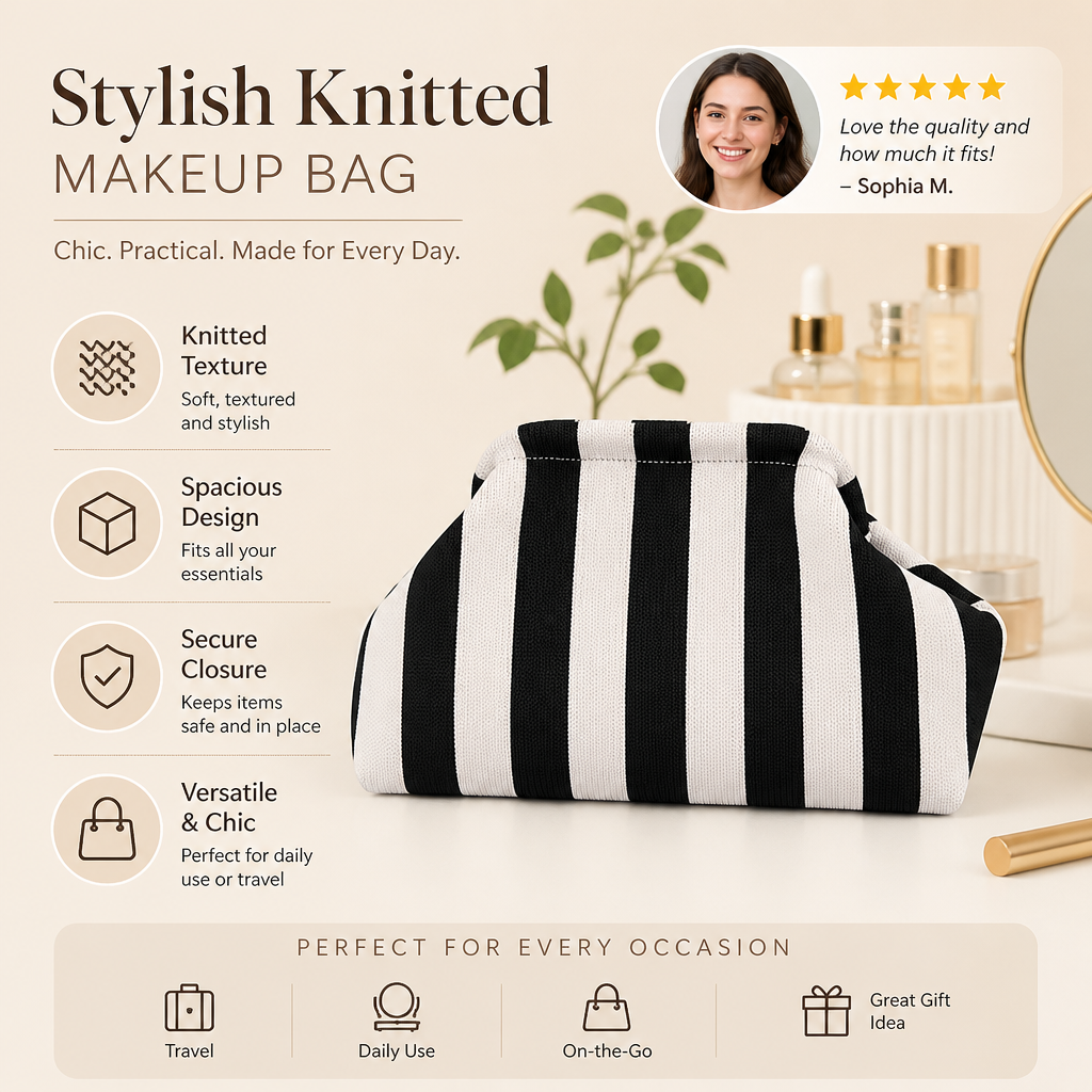 Stylish Knitted Makeup Bag