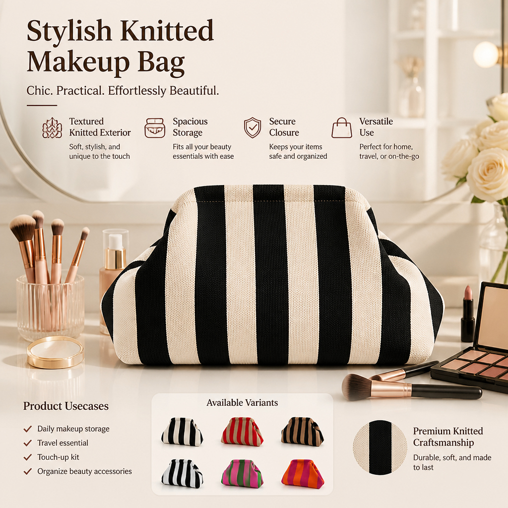 Stylish Knitted Makeup Bag