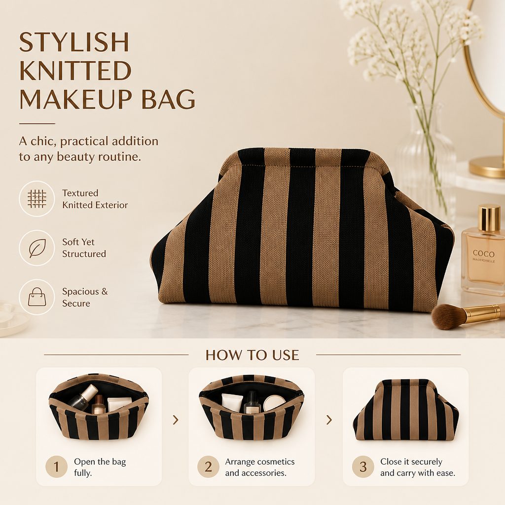 Stylish Knitted Makeup Bag