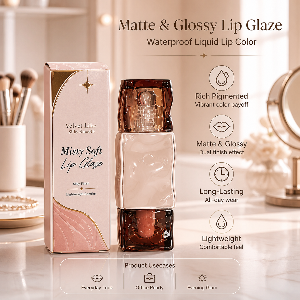 Matte & Glossy Lip Glaze – Waterproof Liquid Lip Color