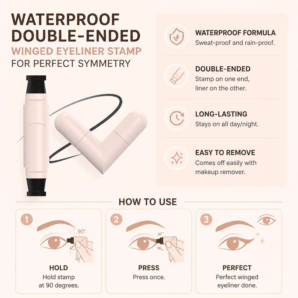 Waterproof Double-Ended Winged Eyeliner Stamp for Perfect Symmetry