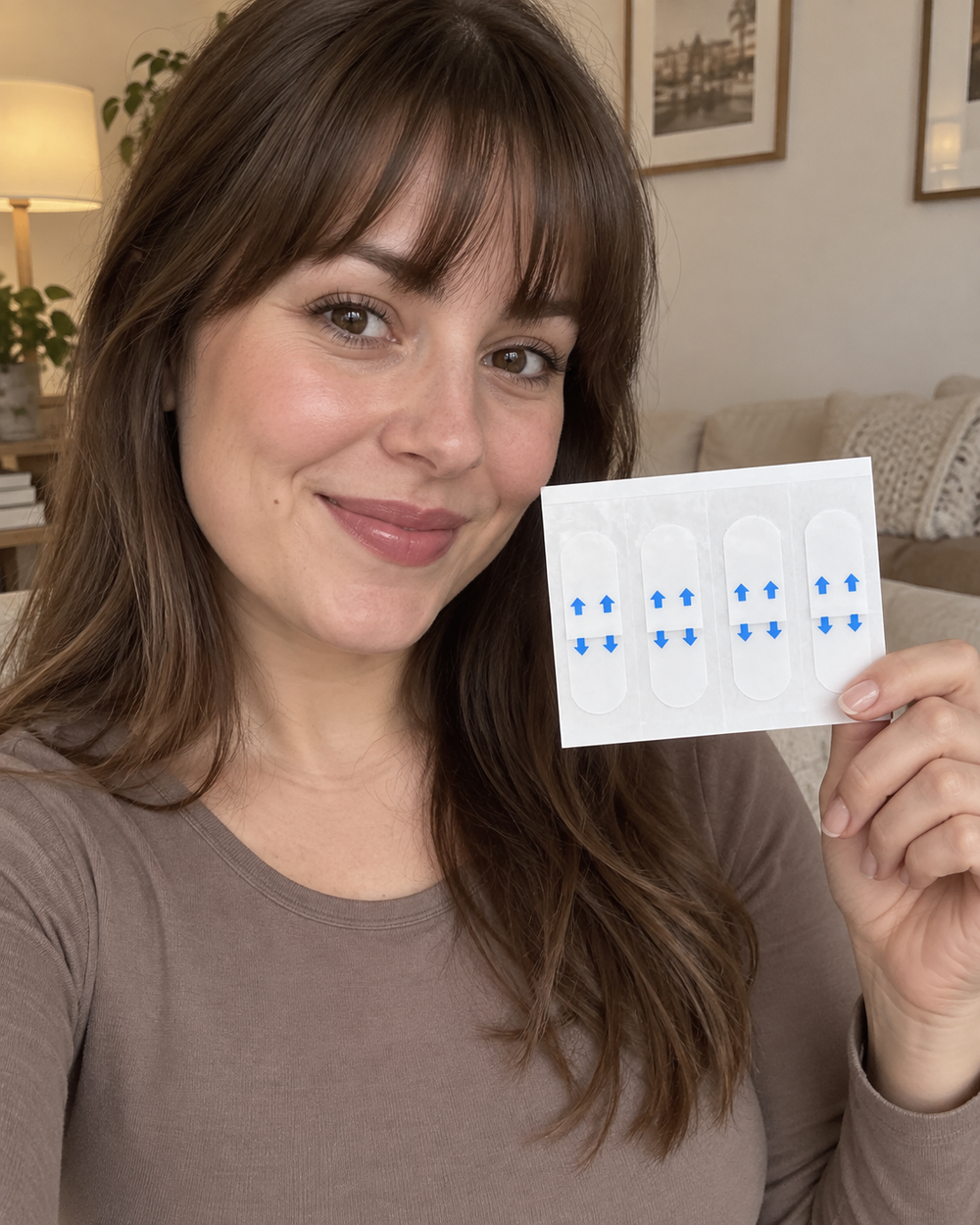 Transparent face lift tape in a beauty routine