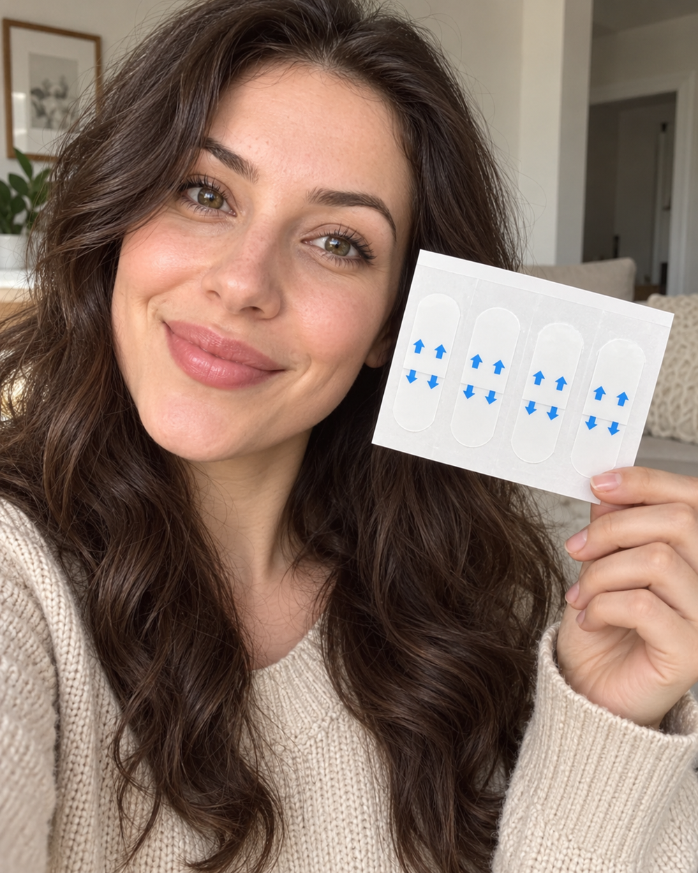 Transparent face lift tape in a beauty routine