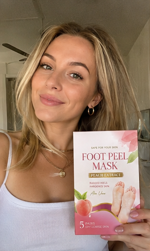 Community member after using the foot peel mask
