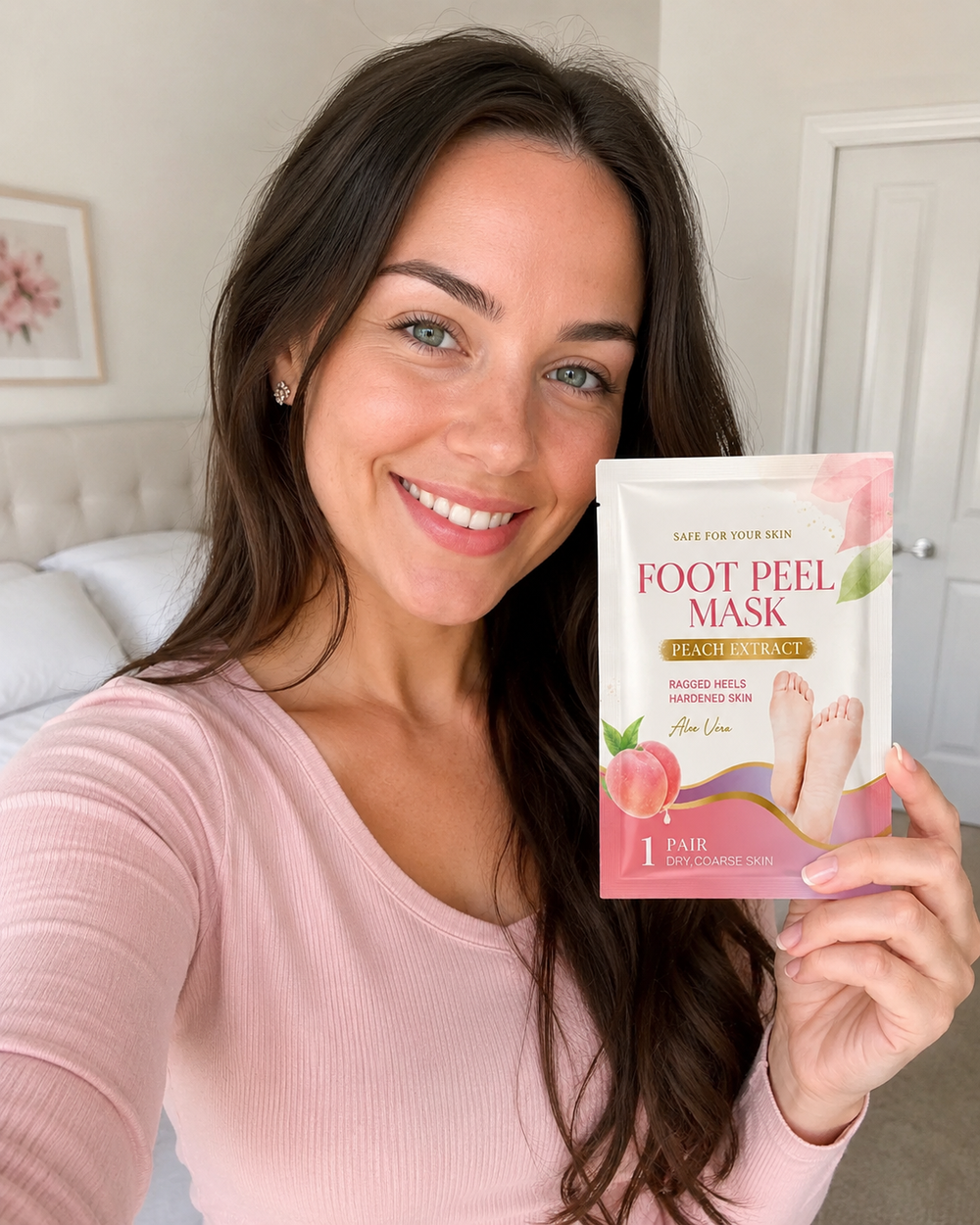 Community member after using the foot peel mask