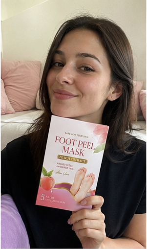 Community member after using the foot peel mask