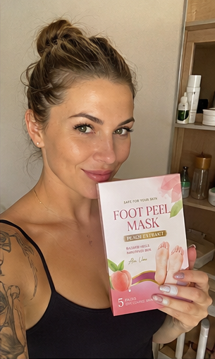 Community member after using the foot peel mask