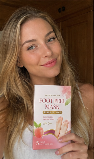 Community member after using the foot peel mask