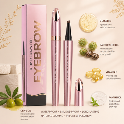 3D Natural-Looking Brow Pen – Waterproof 4-Tip Eyebrow Pencil