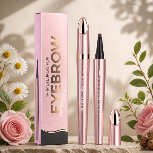 3D Natural-Looking Brow Pen – Waterproof 4-Tip Eyebrow Pencil
