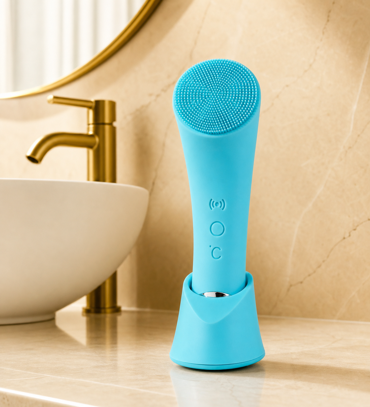 Heated & Vibrating Electric Facial Cleansing Brush with Gentle Exfoliation & Massage