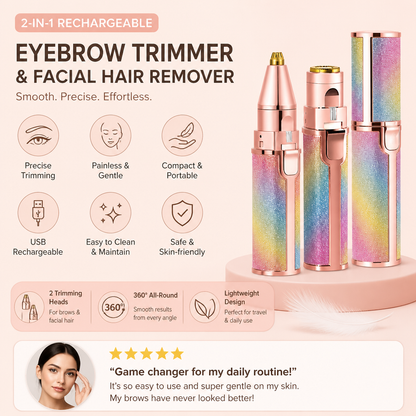 2-in-1 Rechargeable Eyebrow Trimmer & Facial Hair Remover