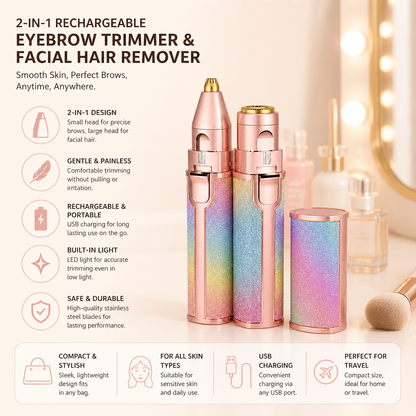 2-in-1 Rechargeable Eyebrow Trimmer & Facial Hair Remover