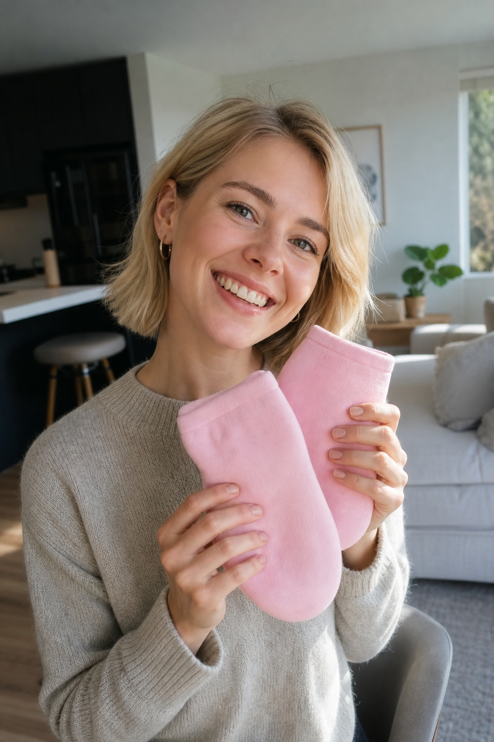 Beauty Kiwi community member using silicone gel moisturizing spa socks
