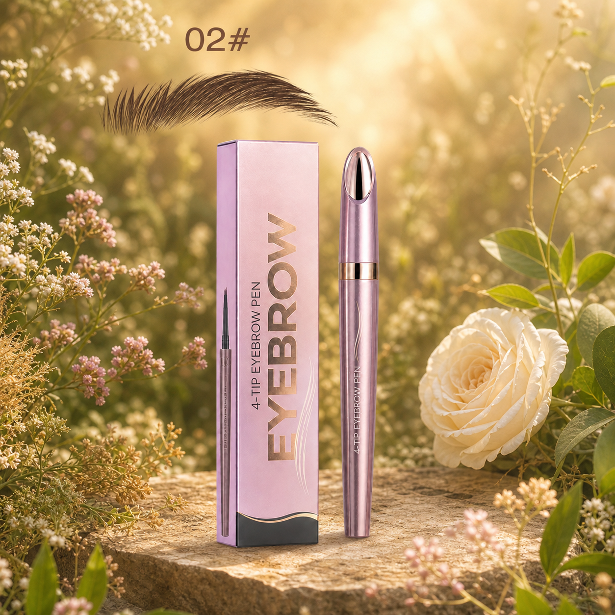3D Natural-Looking Brow Pen – Waterproof 4-Tip Eyebrow Pencil