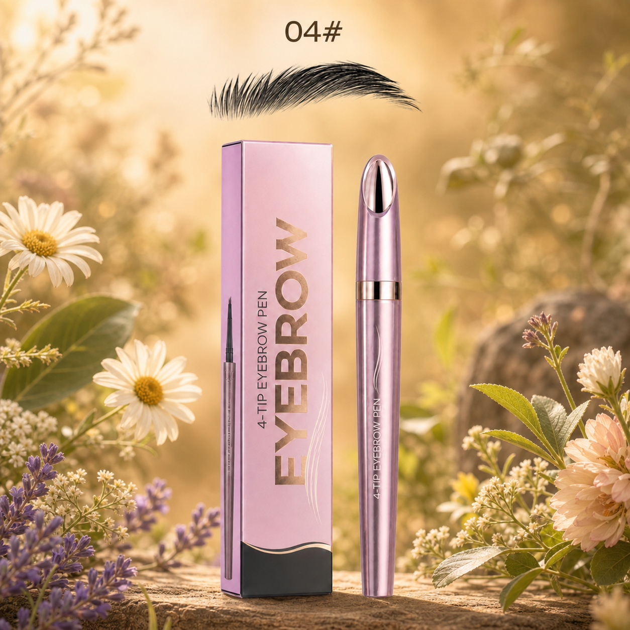 3D Natural-Looking Brow Pen – Waterproof 4-Tip Eyebrow Pencil