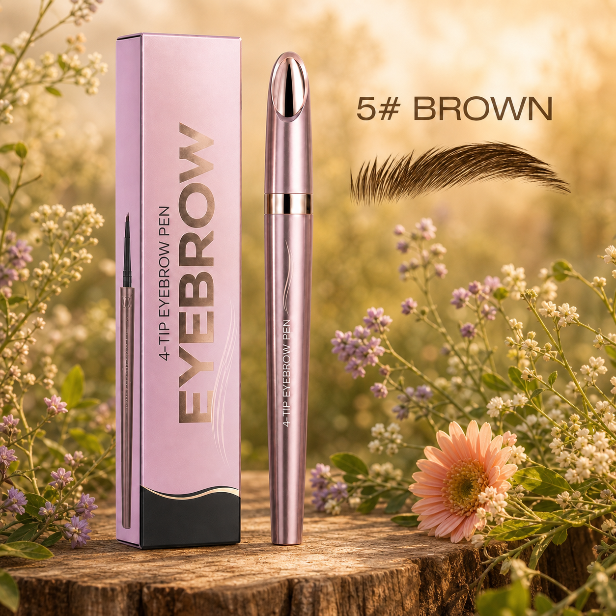 3D Natural-Looking Brow Pen – Waterproof 4-Tip Eyebrow Pencil